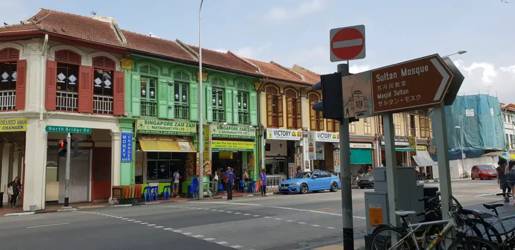 best area to stay in Singapore - street view of colourful buildings