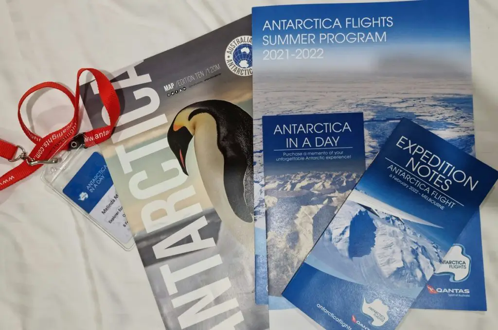 Antarctica brochures sent before flight. Antarctica flights review