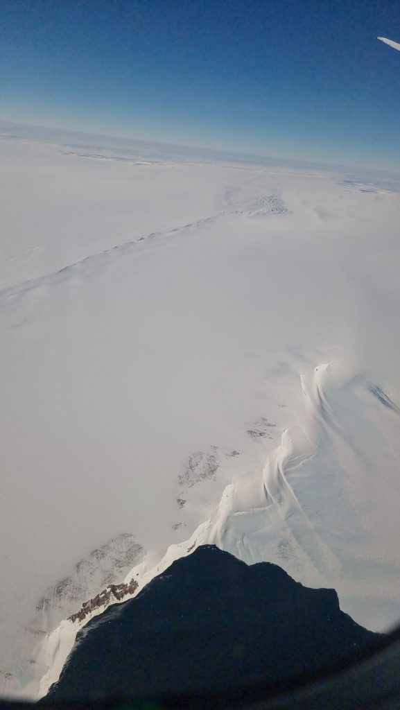 Looking inland on our Antarctica flight from Australia. Antarctica flights review