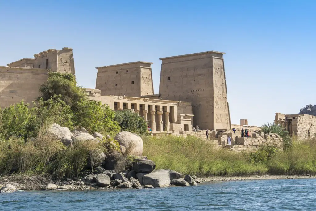 Philae temple seen from the Nile river