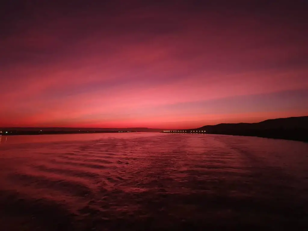 A pink sunset on the Nile river Egypt. Egypt experiences