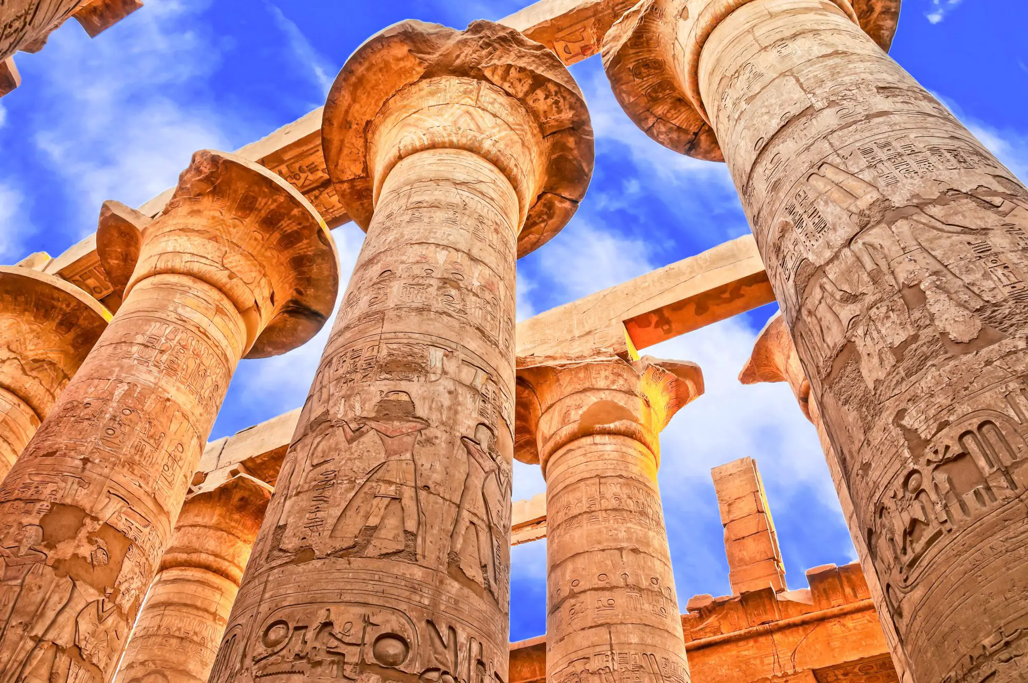 Great Hypostyle Hall and clouds at the Temples of Karnak (ancient Thebes. Luxor, Egypt