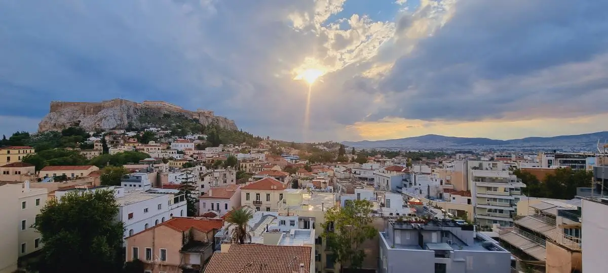 A shot of Athens and acropolis during dusk. 10 day Greece road trip.