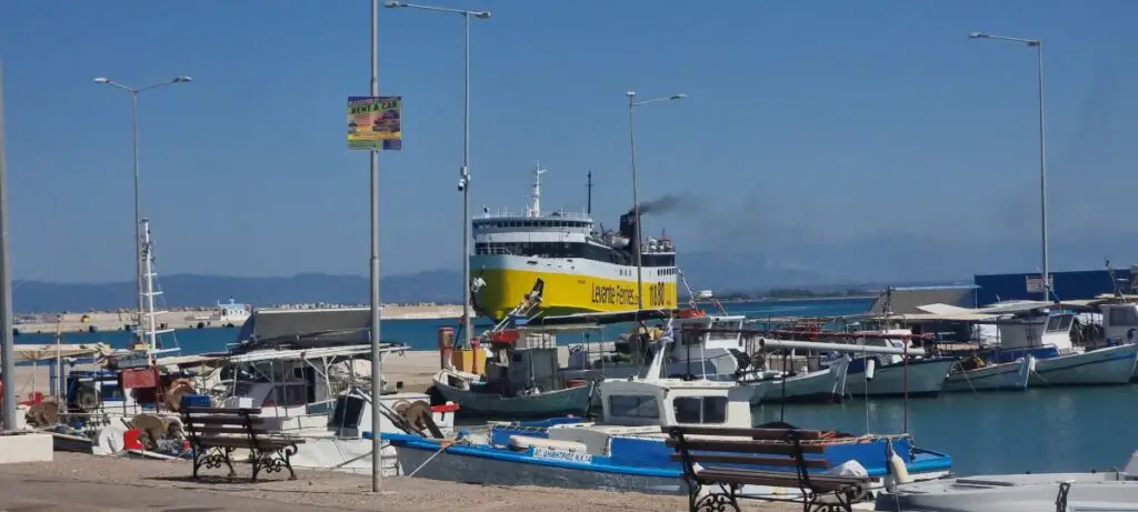 ferry coming into Killini port on the Greece mainland