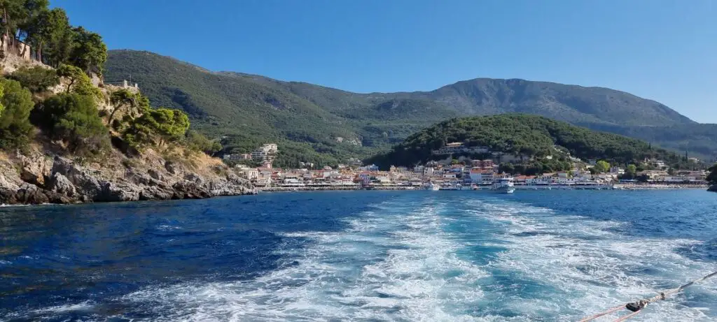 heading out from the boat ramp at Parga in our boat