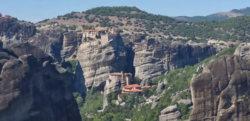 a view of three monasteries on Meteora