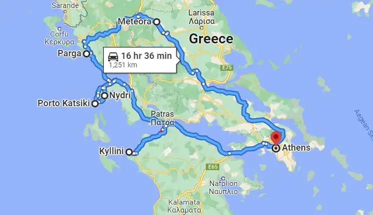 1 week road trip greece